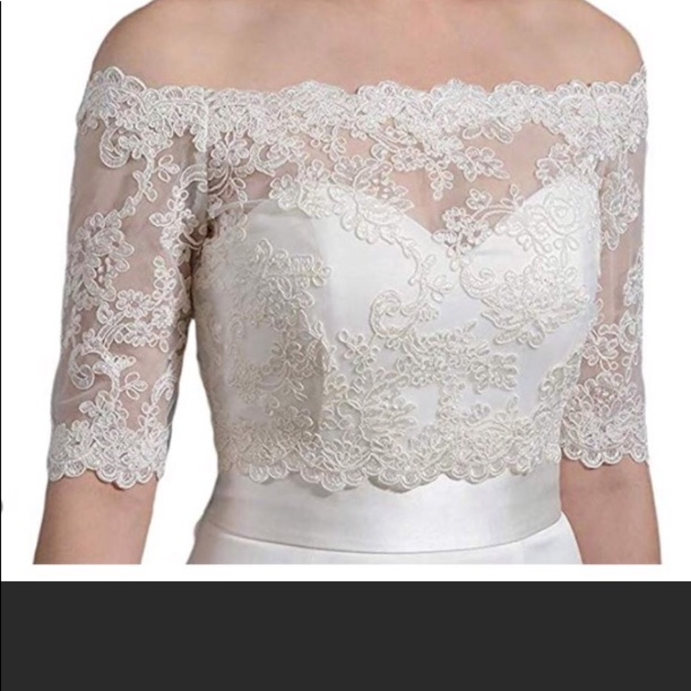 Gorgeous off the shoulder wedding bolero.